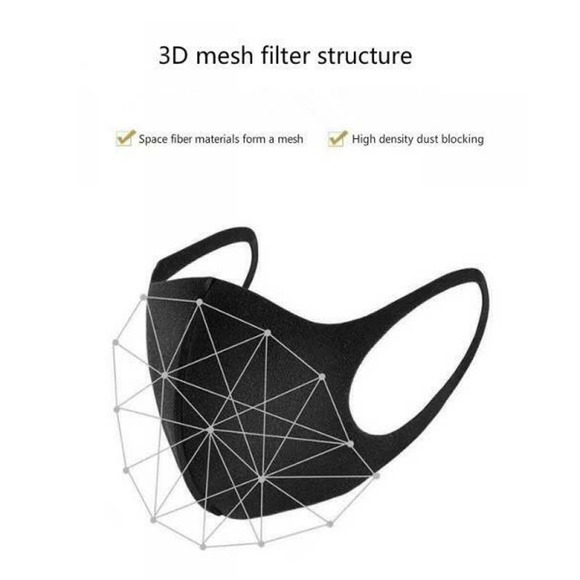 10 Pack - FACE MASKS Black Washable Reusable Polyester Unisex Mens Womens - Picture 6 of 7